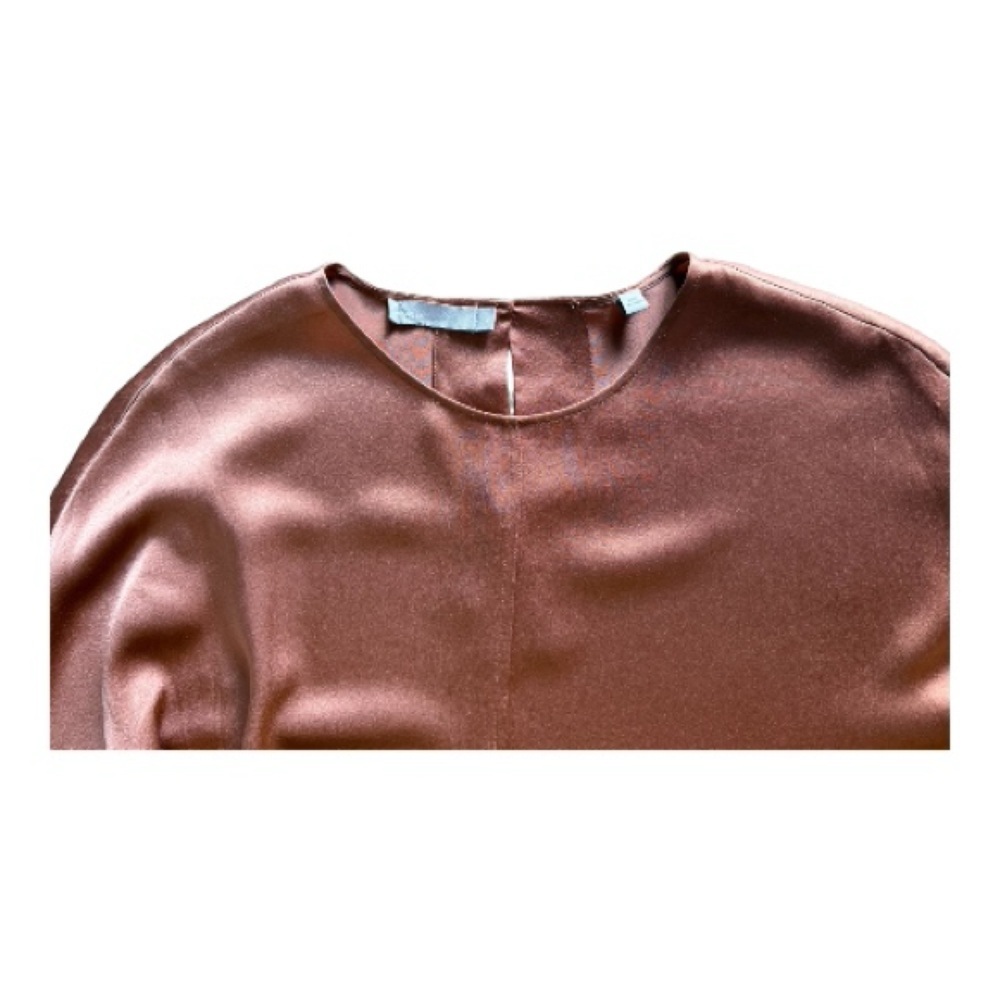 Vince Satin Silk Tunic Top in Terracotta‎ - Picture 5 of 8